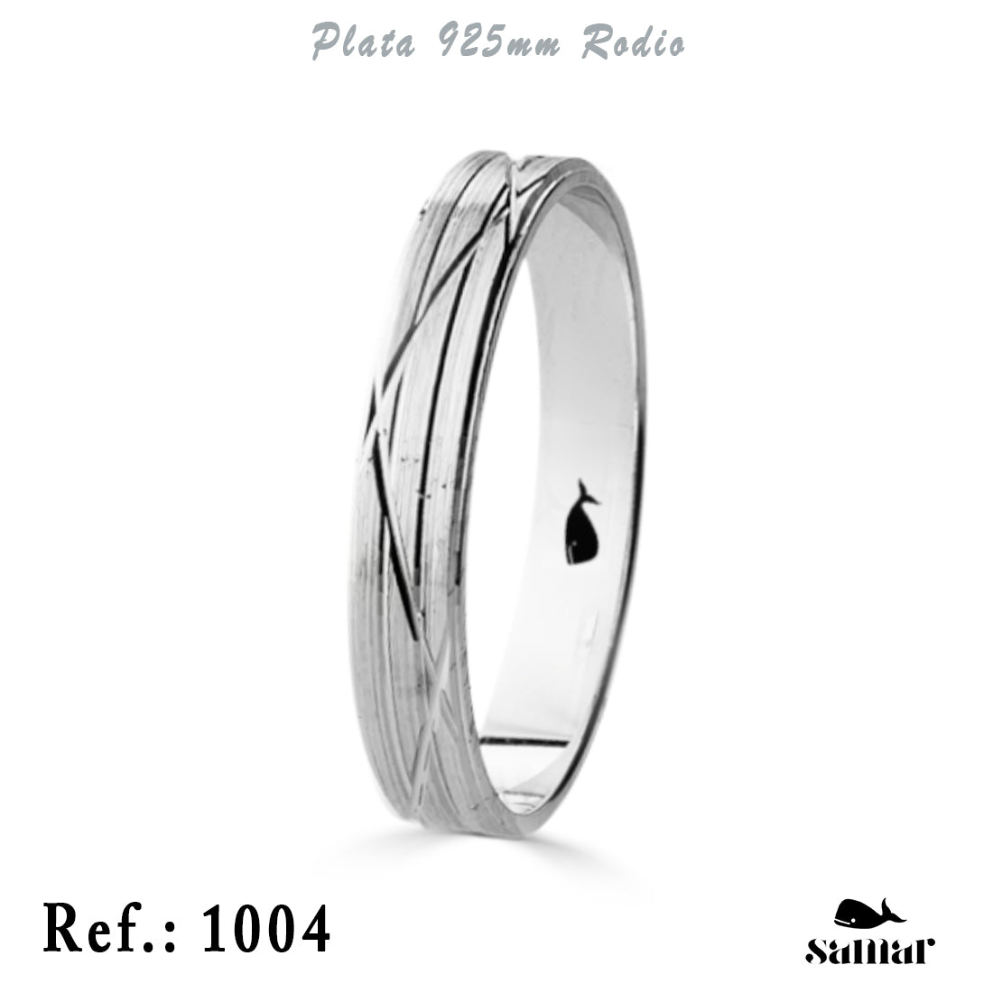 Alianza de plata 925 mate con líneas transversales 4 mm – 1004