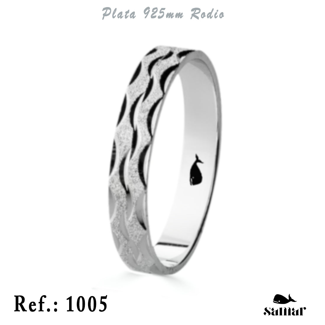 Alianza de plata 925 diamantada con medias lunas 4 mm – 1005