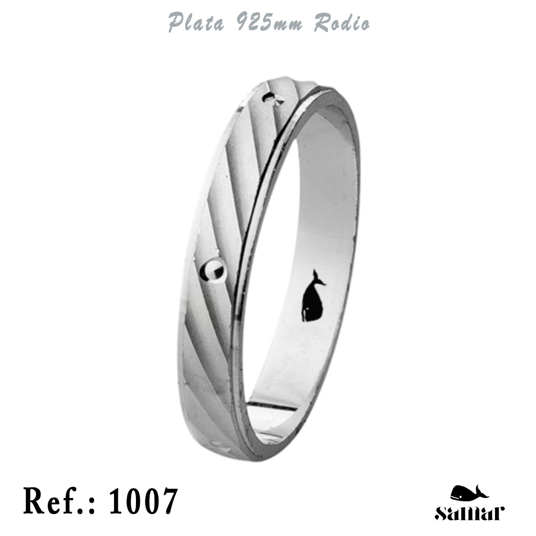 Alianza de plata 925 mate con ondas y puntos de brillo 4 mm – 1007