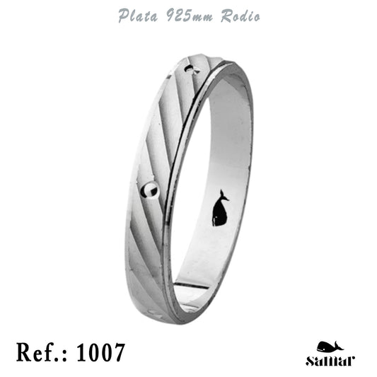 Alianza de plata 925 mate con ondas y puntos de brillo 4 mm – 1007
