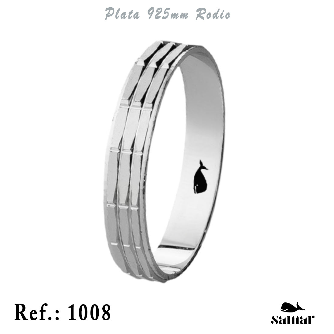 Alianza de plata 925 con rectángulos en brillo 4 mm – 1008