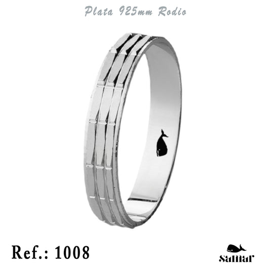 Alianza de plata 925 con rectángulos en brillo 4 mm – 1008