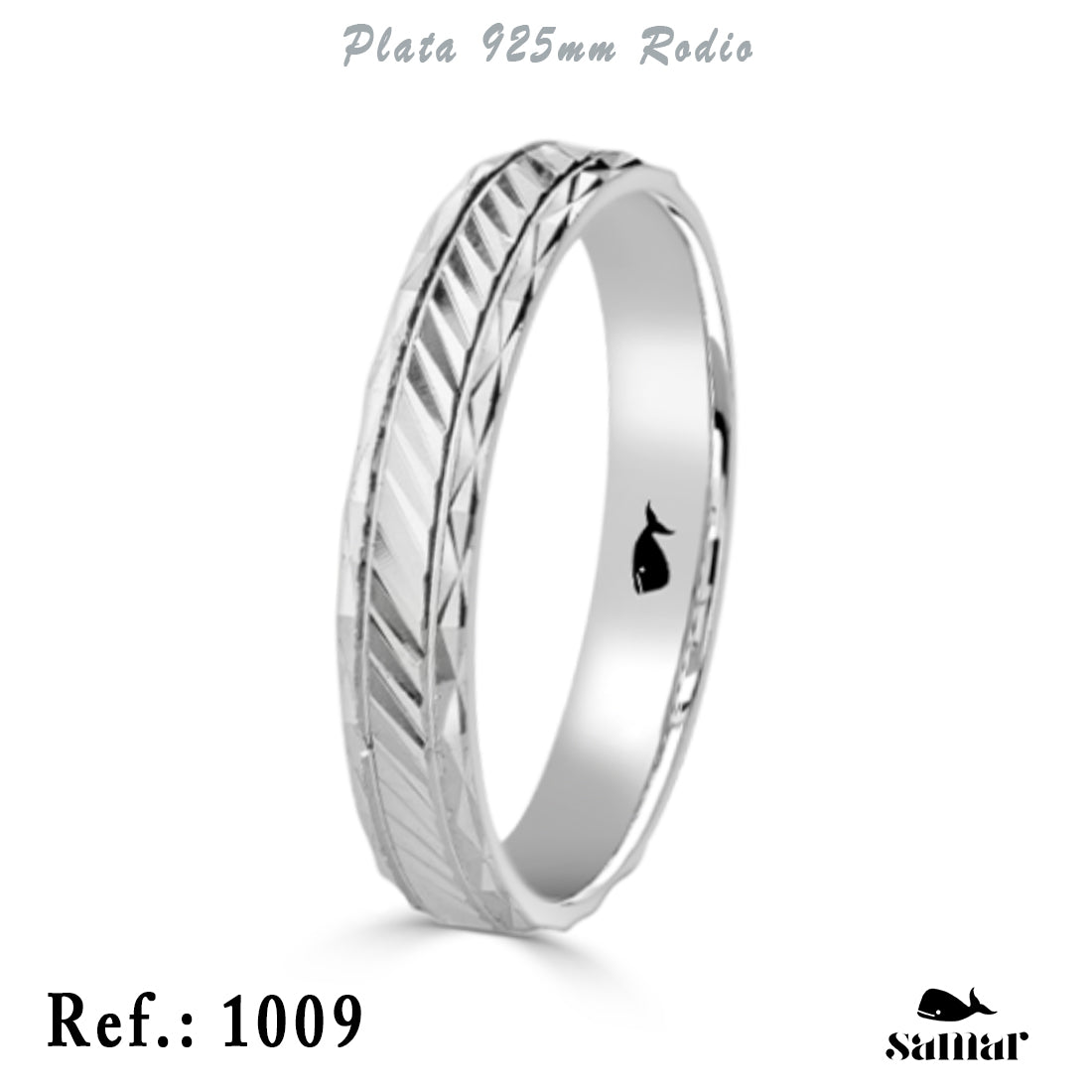 Alianza de plata 925 brillo con talla diagonal 4 mm – 1009