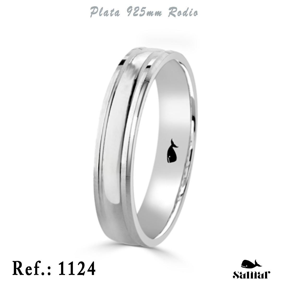 Alianza de plata 925 brillo doble filo con interior confort 5 mm – 1124