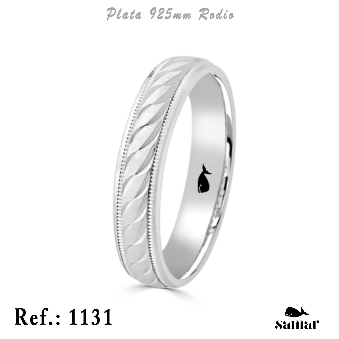 Alianza de plata 5 mm tallada con interior confort 1131
