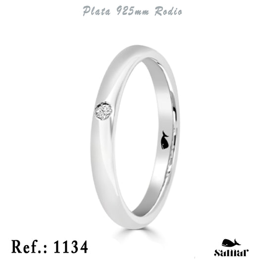 Alianza de plata 925 con diamante 0,03 ct 3 mm – 1134