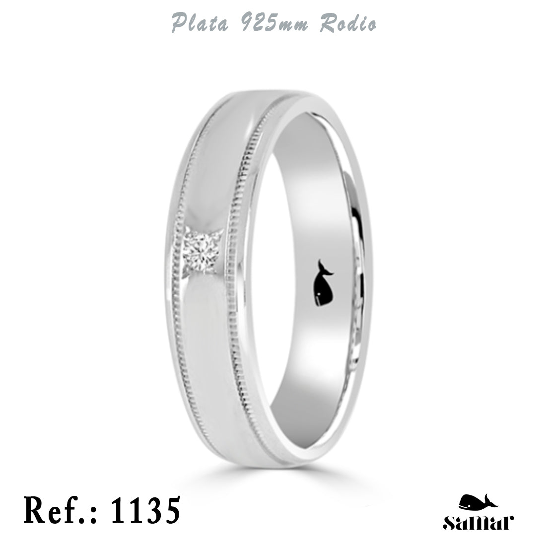 Alianza de plata 925 brillo con diamante 0,03 ct 5 mm – 1135