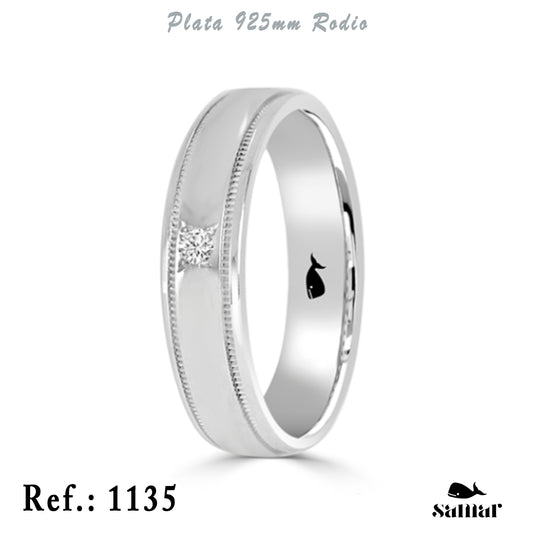 Alianza de plata 925 brillo con diamante 0,03 ct 5 mm – 1135