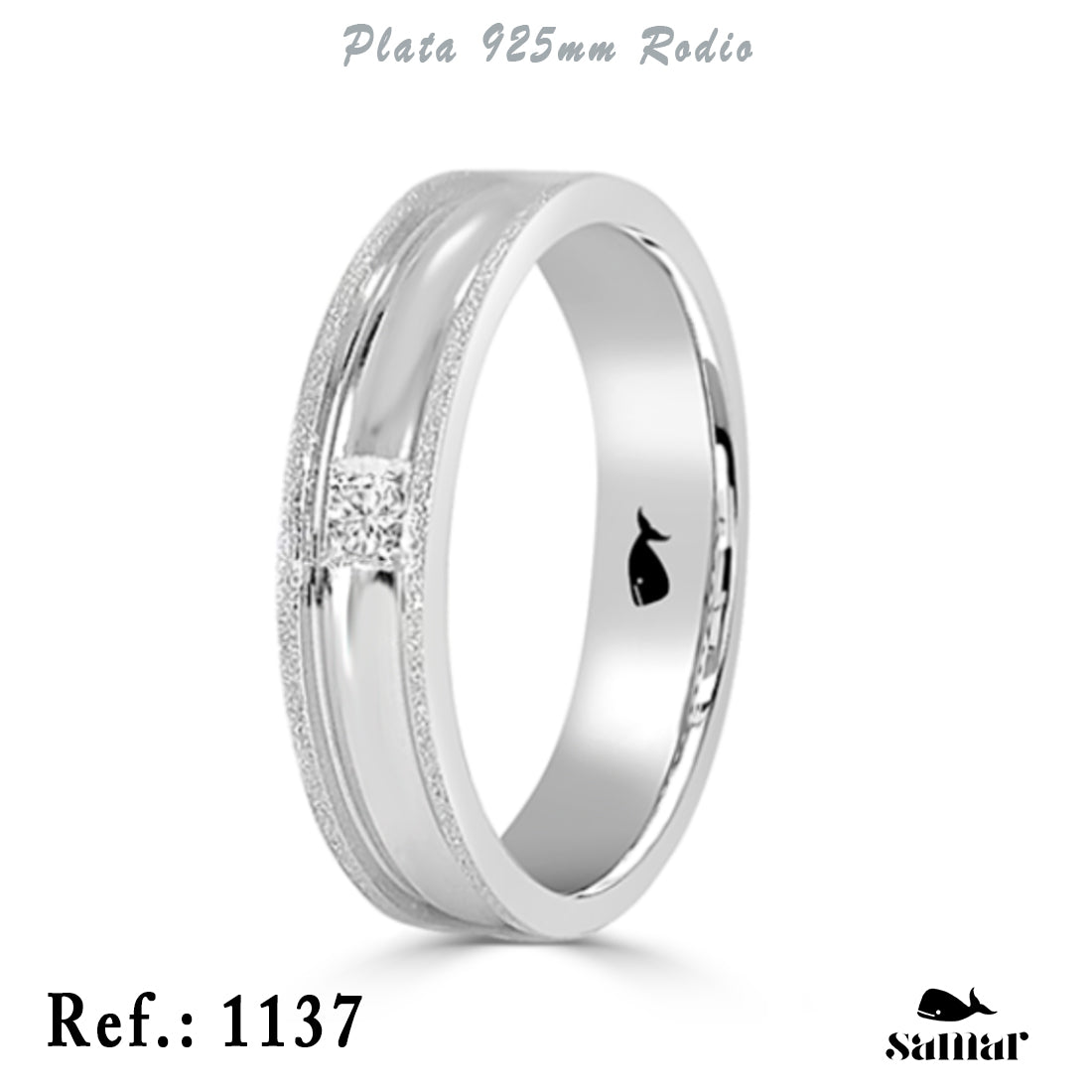 Alianza de plata 925 con diamante talla brillante 5 mm – 1137