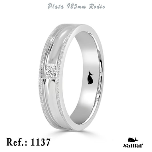 Alianza de plata 925 con diamante talla brillante 5 mm – 1137