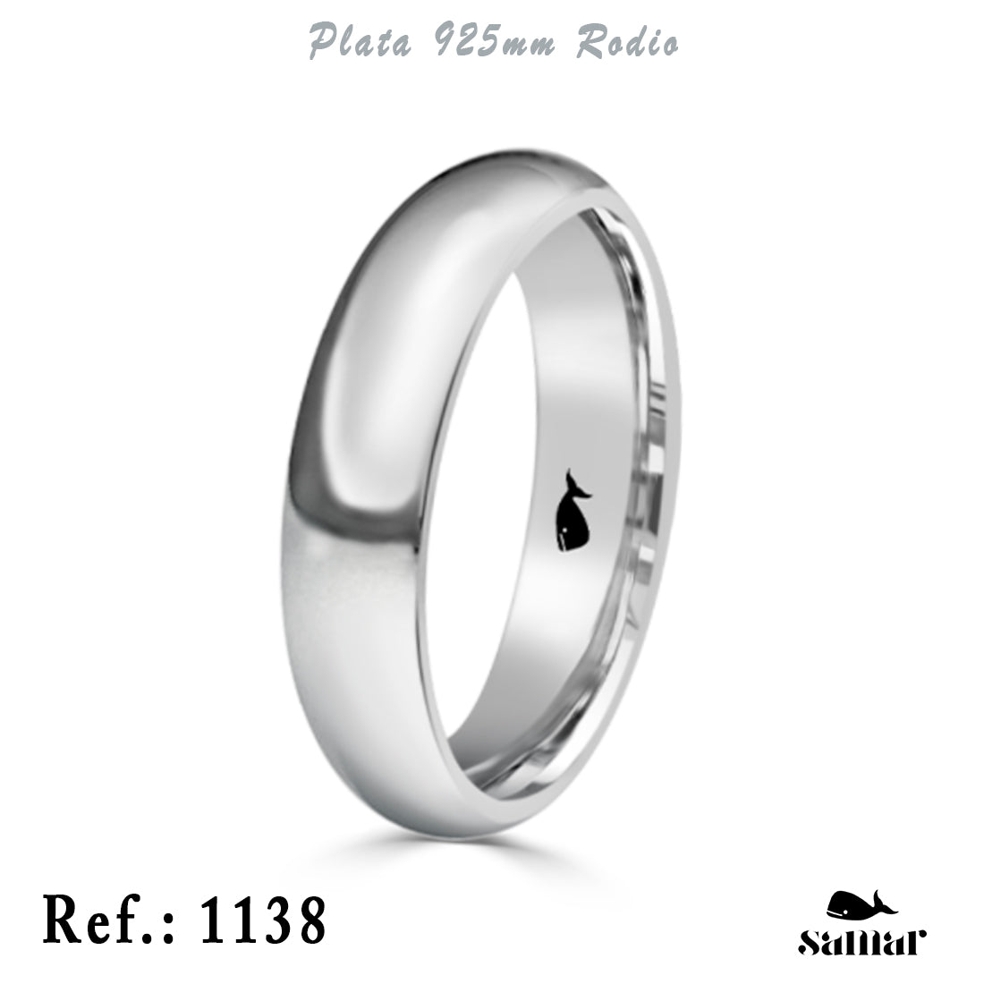 Alianza de plata 925 curva clásica 5 mm – 1138
