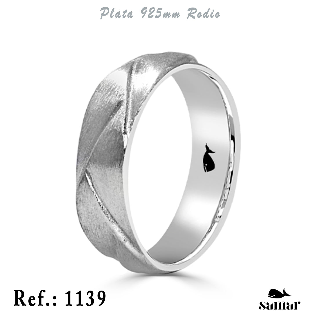 Alianza de plata 925 mate con dibujo trenzado 6 mm – 1139