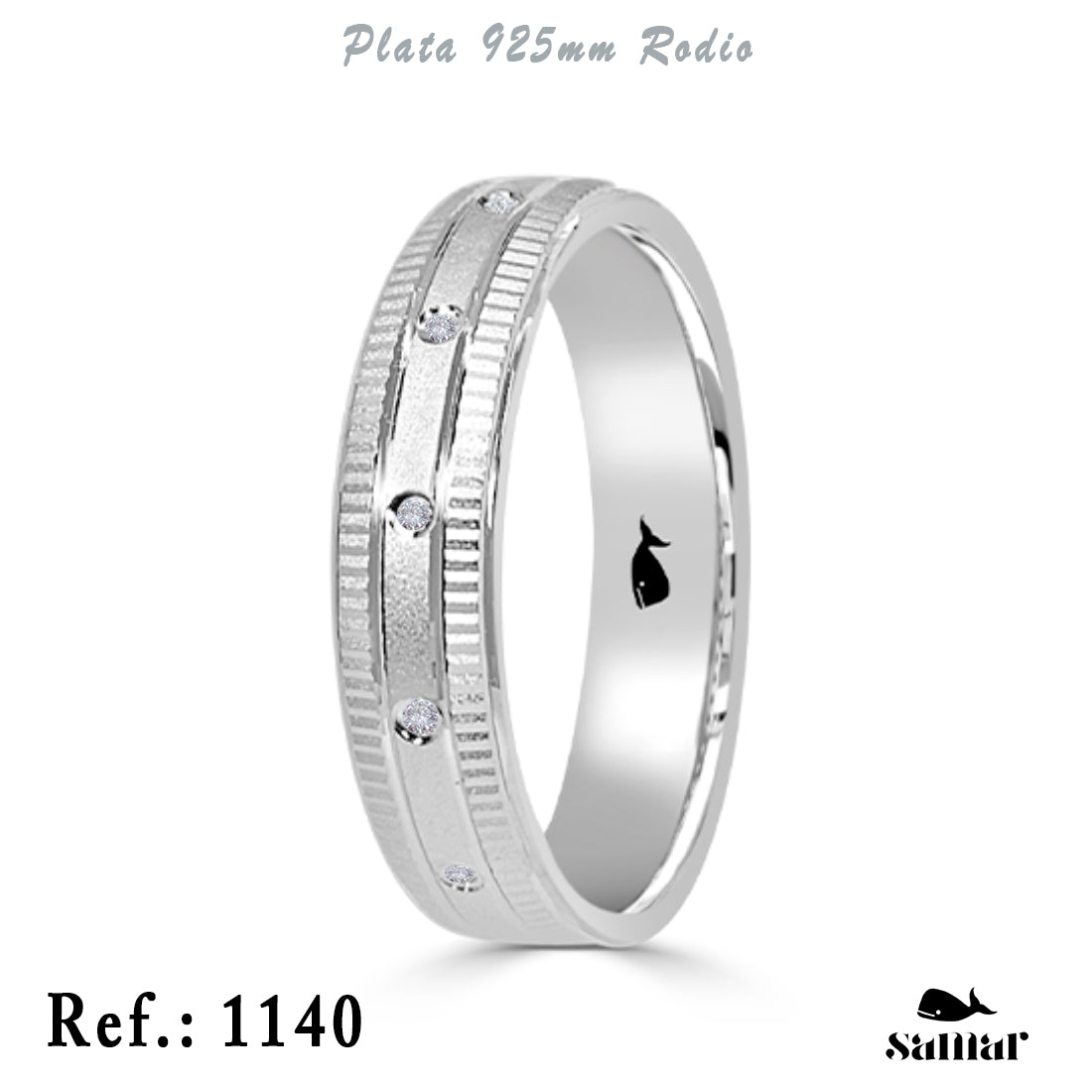 Alianza de plata 925 gallonada con circonitas 6 mm – 1140