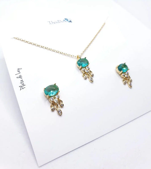 Set luxury verde agua oro