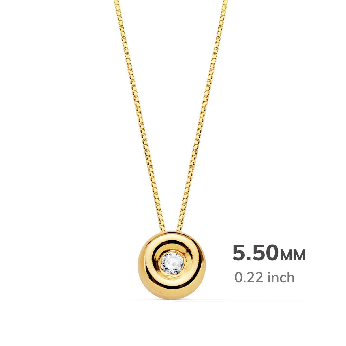 18K GARGANTILLA ORO AMARILLO CHATON 5,5 MM DIAMANTE 1.70MM 0,020 QTS. G-VS2. CADENA 42CM