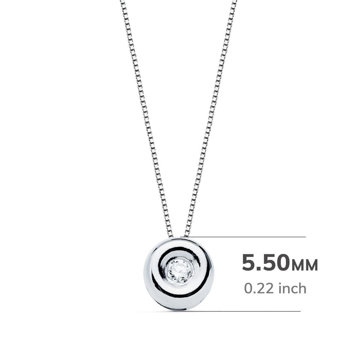 18K GARGANTILLA ORO BLANCO CHATON 5,5 MM DIAMANTE 1.70MM 0,020 QTS. G-VS2. CADENA 42CM