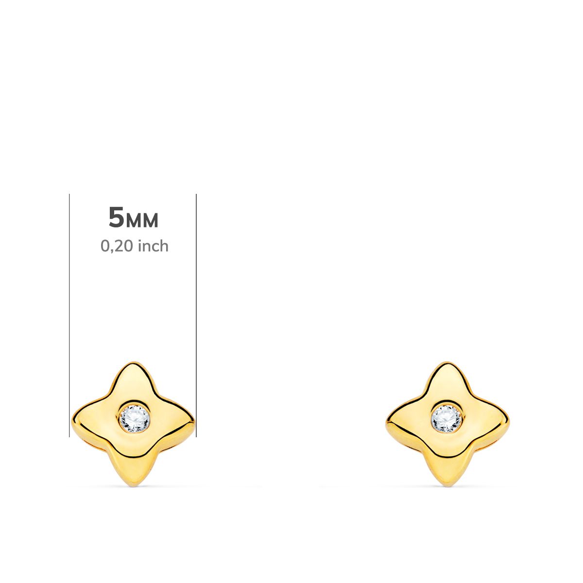 18K PENDIENTES ORO AMARILLO ESTRELLA DIAMANTES LABORATORIO 0,030 QT VS2-G. MEDIDA: 5X5 MM. CIERRE PRESION