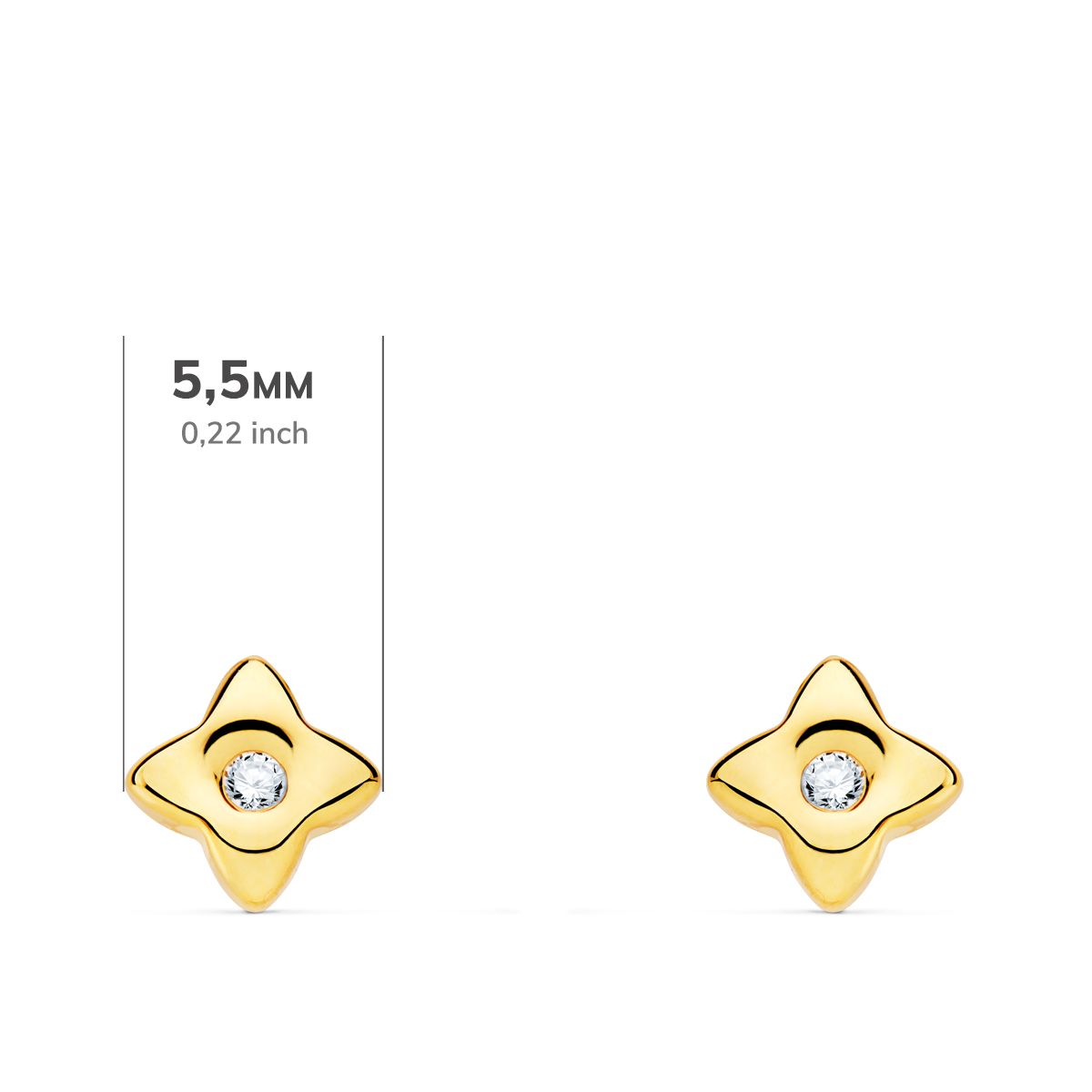 18K PENDIENTES ORO AMARILLO ESTRELLA DIAMANTES LABORATORIO 0,040 QT VS2-G. MEDIDA: 5,5X5,5 MM. CIERRE PRESION