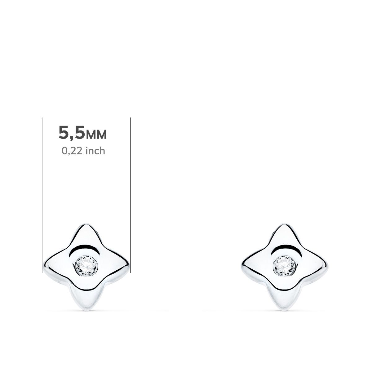 18K PENDIENTES ORO BLANCO ESTRELLA DIAMANTES LABORATORIO 0,040 QT VS2-G. MEDIDA: 5,5 X 5,5 MM. CIERRE PRESION