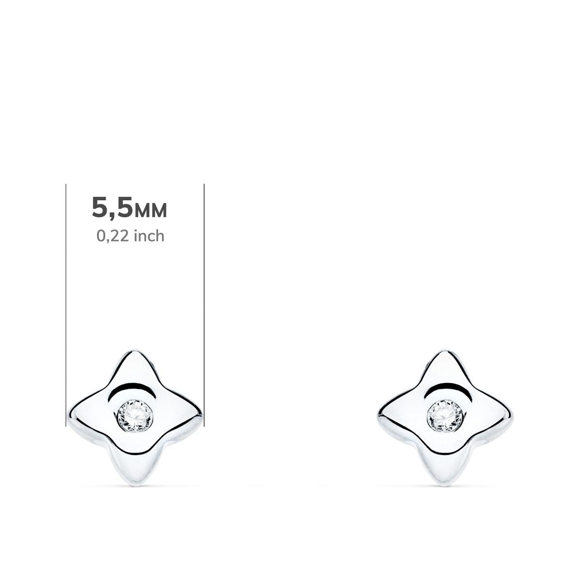 Pendientes Estrella Diamantes Laboratorio 0,040 Qt Vs2-g. Medida: 5,5 x 5,5 mm. de oro blanco 18K