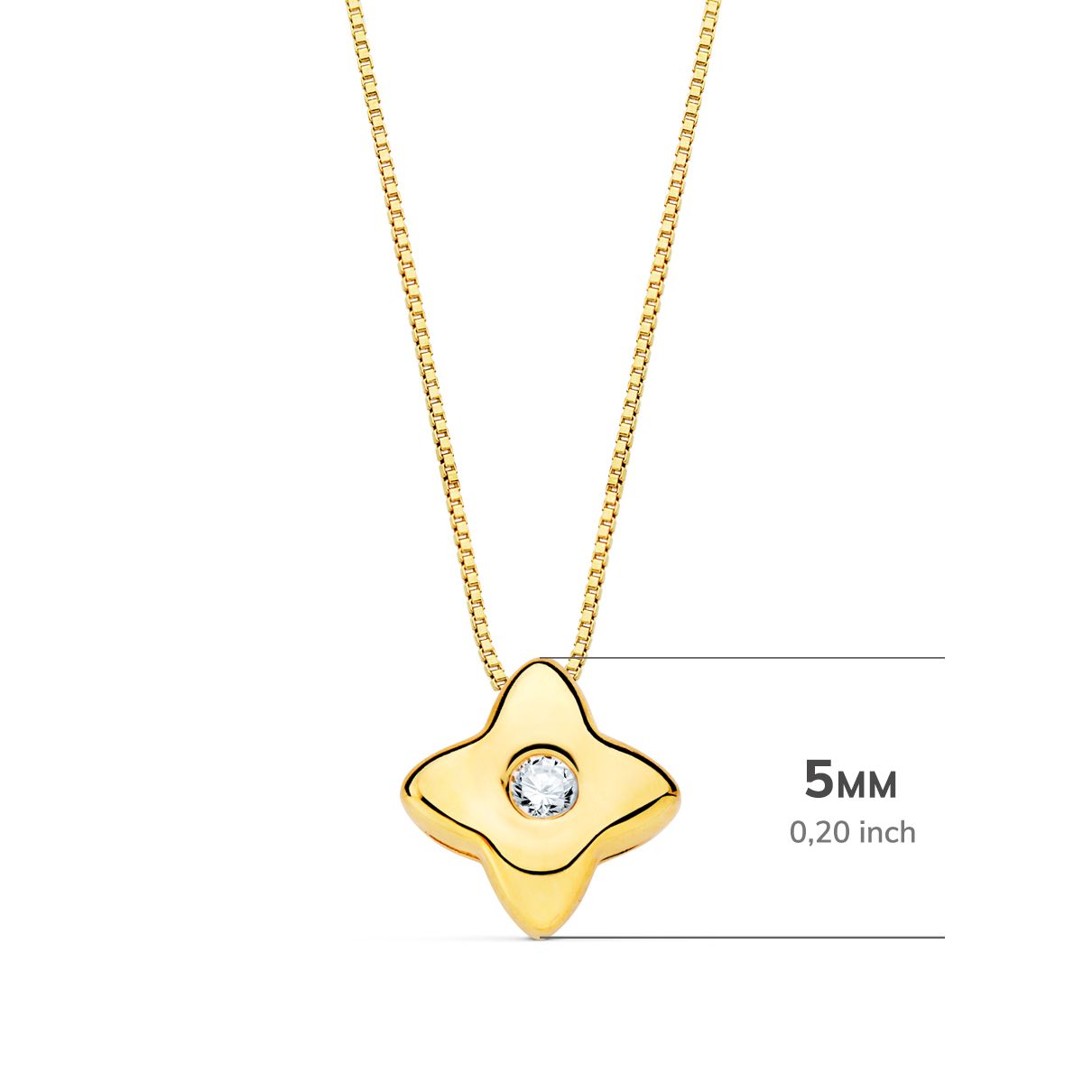Gargantilla Estrella 5 x 5 mm Diamante Laboratorio 0,015 Qt. G-vs2. Cadena 42 cm de oro amarillo 18K
