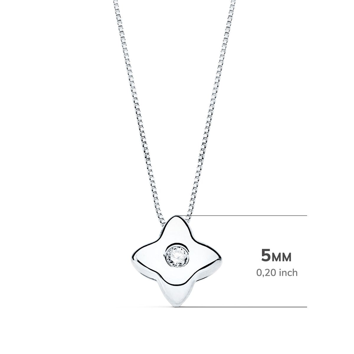 Gargantilla Estrella 5 x 5 mm Diamante Laboratorio 0,015 Qt. G-vs2. Cadena 42 cm de oro blanco 18K