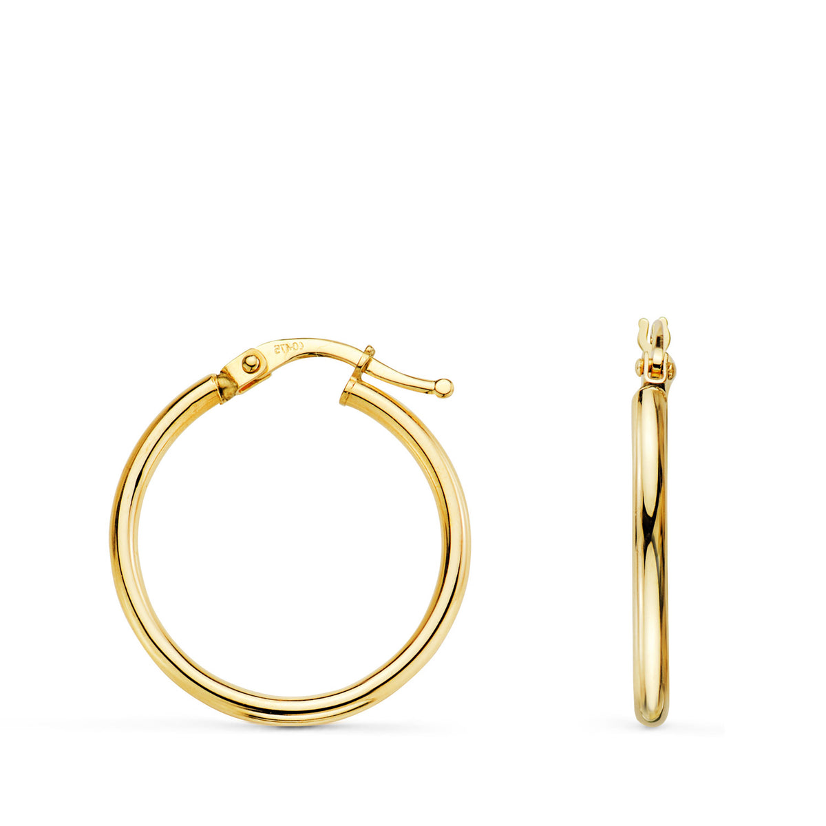 Aros Huecos Redondos Tubo Redondo 24 mm. Grosor 2 mm de oro amarillo 18K