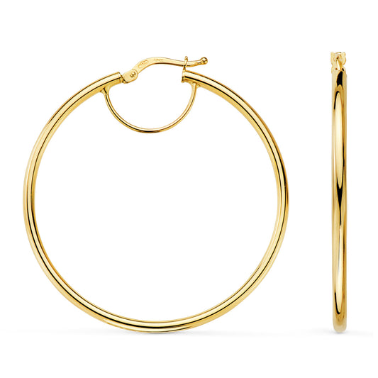 Aros Huecos Redondos Tubo Redondo 43 mm. Grosor 2 mm de oro amarillo 18K