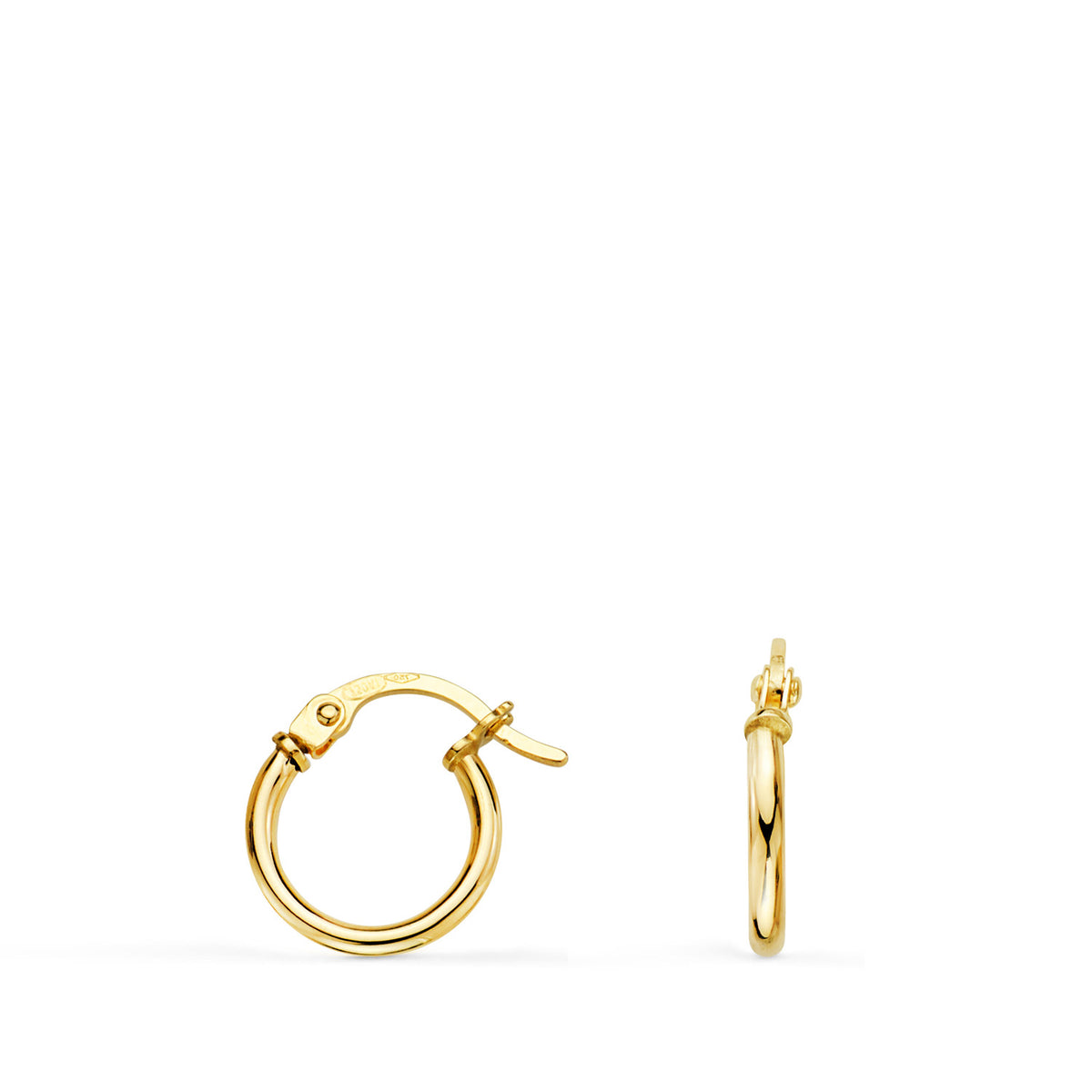 Pendientes Aros Criollas Huecos Redondos Tubo Redondo 11 mm. Grosor 1,5 mm de oro amarillo 18K