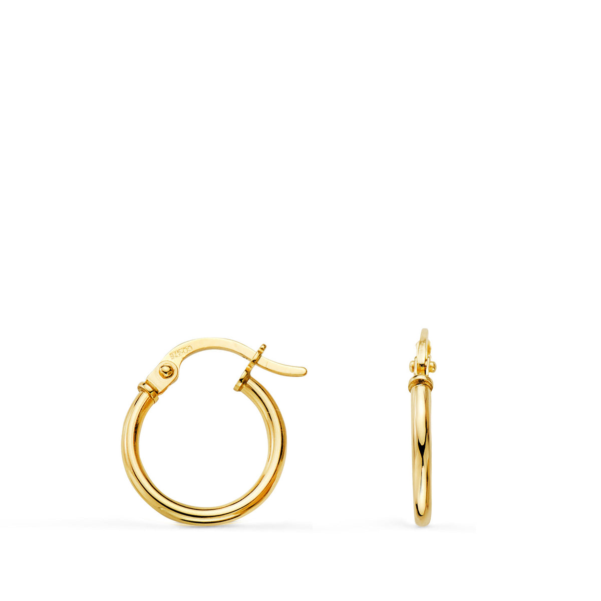 Pendientes Aros Criollas Huecos Redondos Tubo Redondo 13 mm. Grosor 1,5 mm de oro amarillo 18K