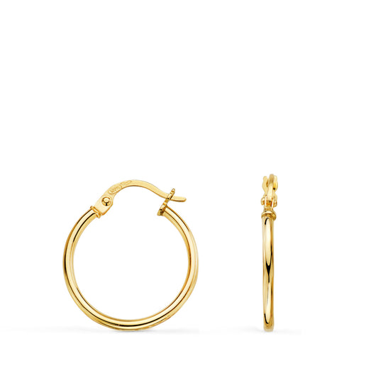 Pendientes Aros Criollas Huecos Redondos Tubo Redondo 18 mm. Grosor 1,5 mm de oro amarillo 18K