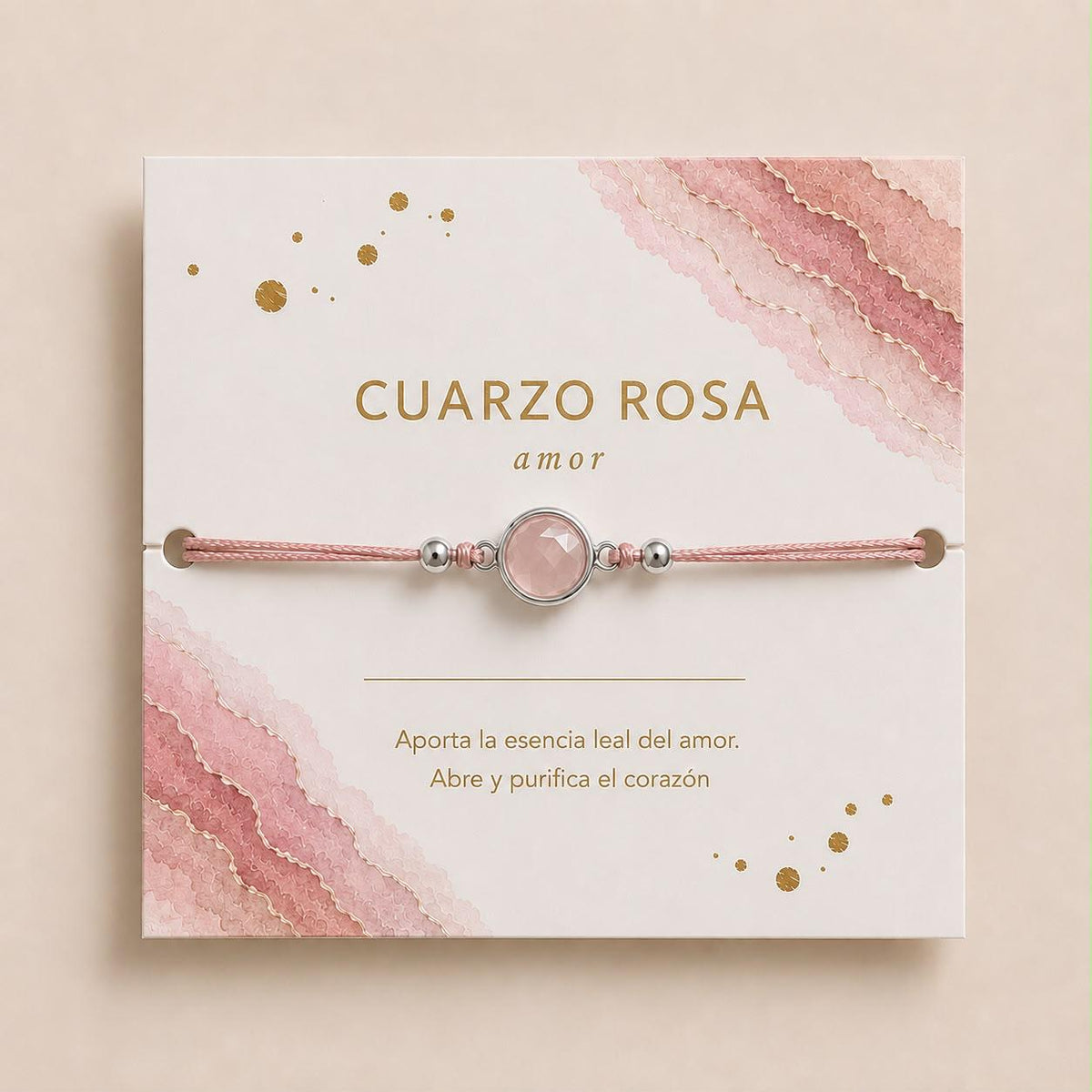 Pulsera cuarzo rosa de plata de ley - Joyería Zafir