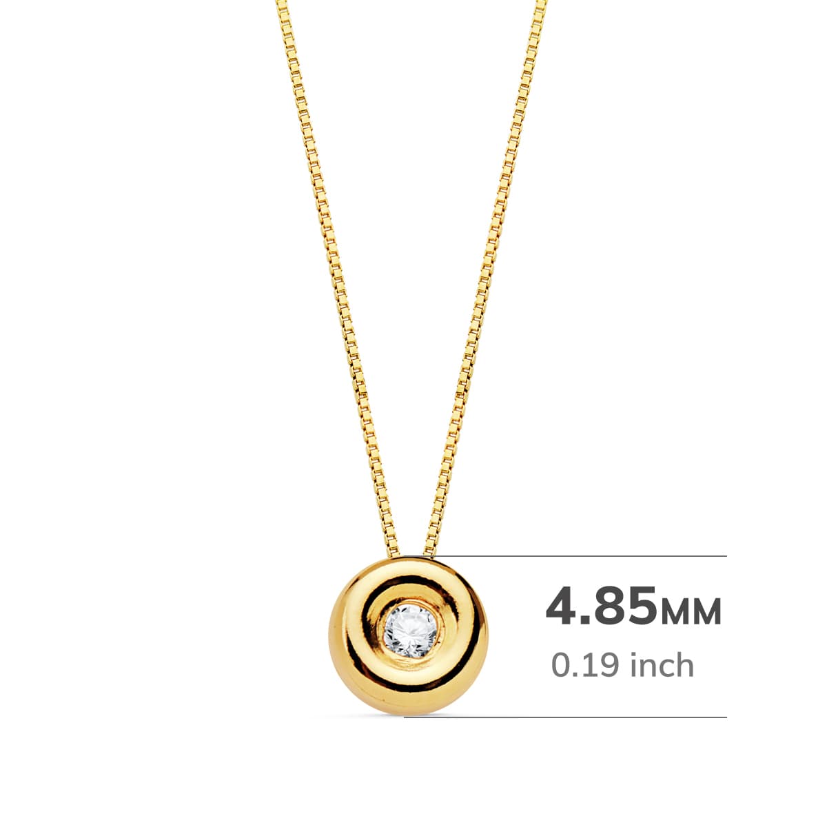 18K GARGANTILLA ORO AMARILLO CHATON 4,85 MM DIAMANTE 1.50MM 0,015 QTS. G-VS2 CADENA 42CM