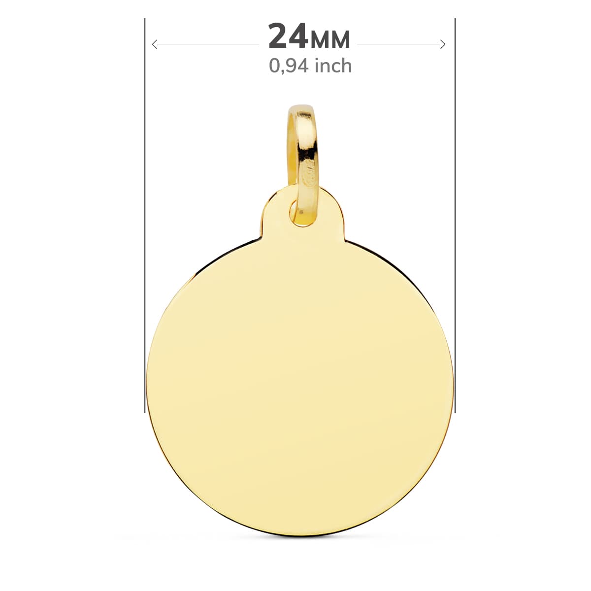 18K PLACA CHAPA ORO AMARILLO DISCO LISO BRILLO 24 MM