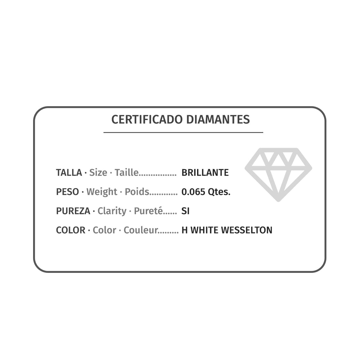 18K COLGANTE ORO BLANCO CHATON 6 MM DIAMANTE TALLA BRILLANTES 0,065 QTS SI-H
