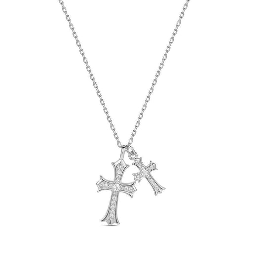 Collar de plata cadena con cruz doble