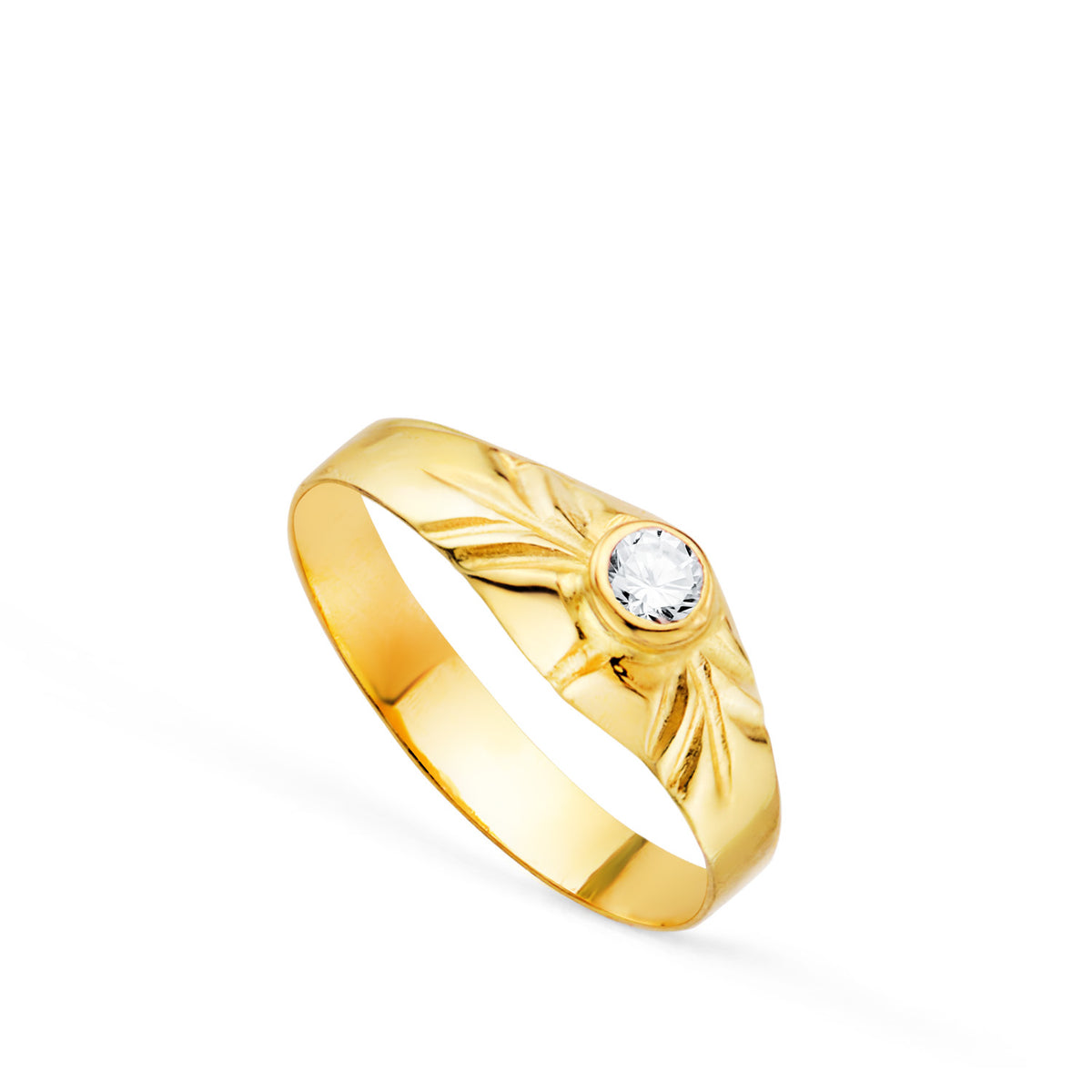Solitario Pequeño Bebe O Meñique Circonita Redonda 2,5 mm de oro amarillo 18K