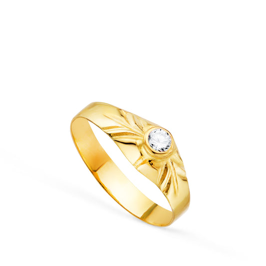 18K SOLITARIO ORO AMARILLO PEQUEÑO BEBE O MEÑIQUE CIRCONITA REDONDA 2,5MM