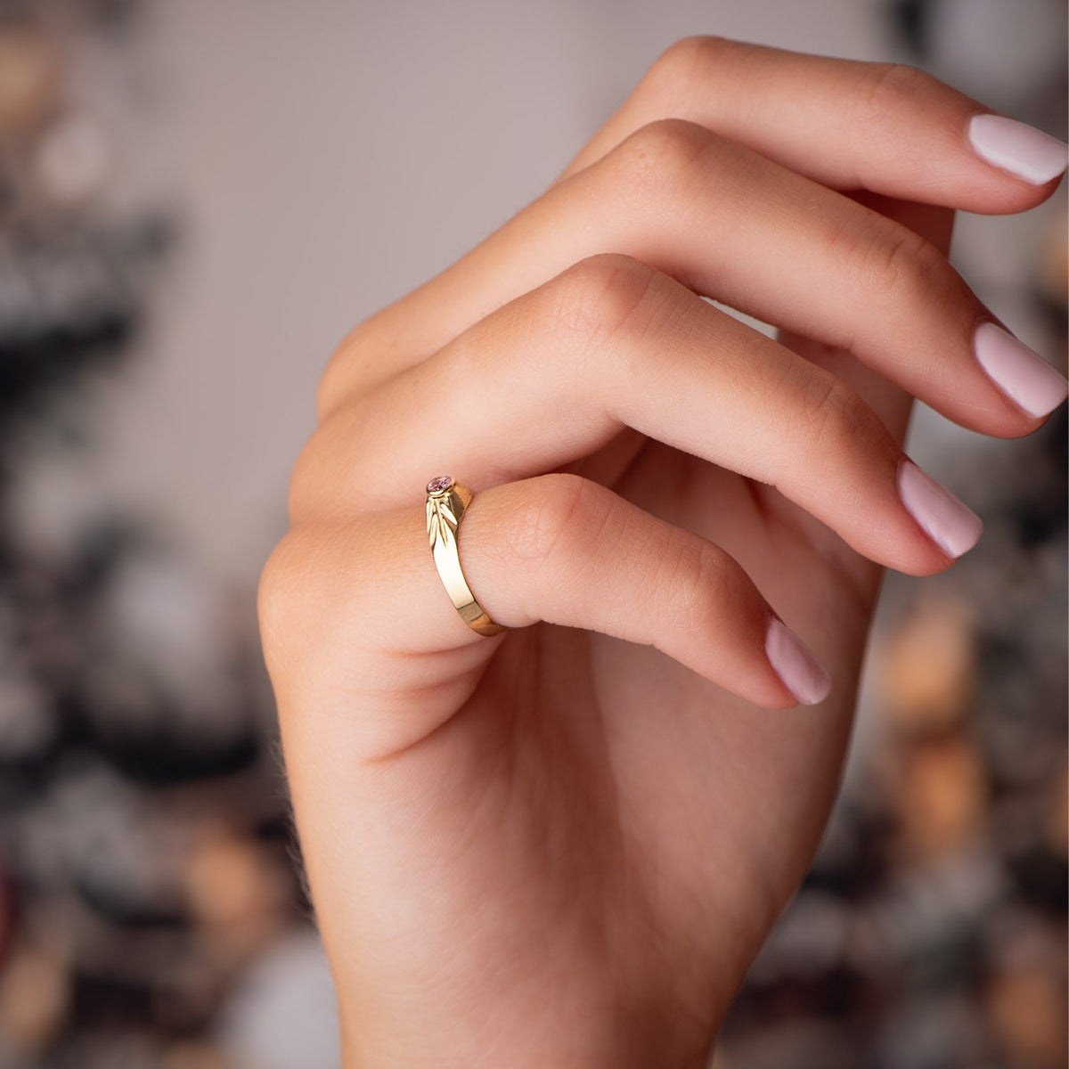 Solitario Pequeño Bebe O Meñique Circonita Rosa Redonda 2,5 mm de oro amarillo 18K