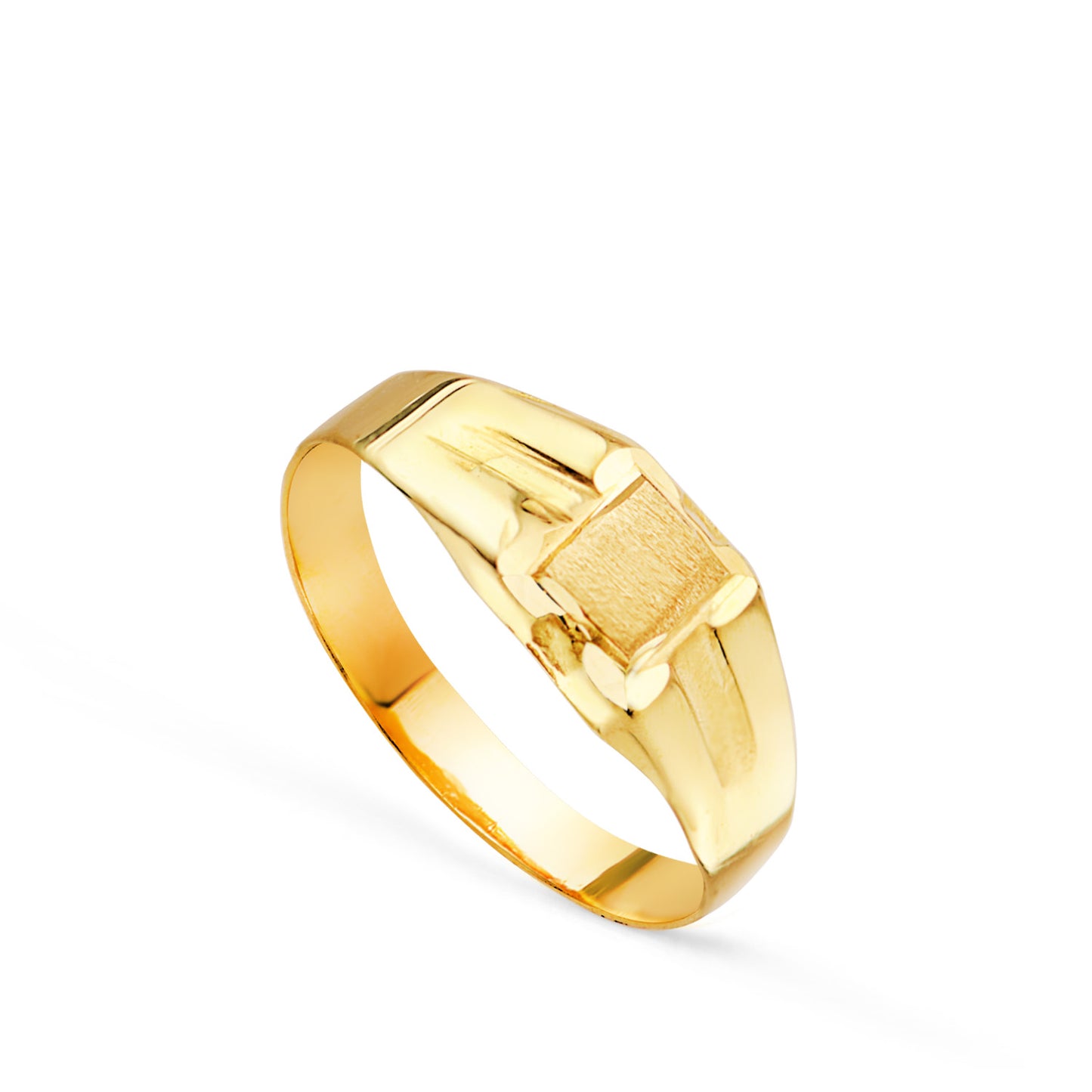 18K SELLO ORO AMARILLO HUECO PARA BEBE O MEÑIQUE CUADRADO. ZONA GRABADO: 3,5X3,5MM