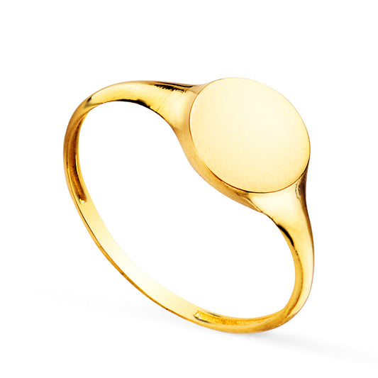18K SELLO ORO AMARILLO MACIZO FORMA REDONDA. ZONA GRABADO: 8 MM
