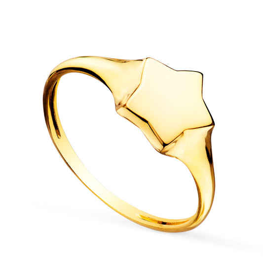 18K SELLO ORO AMARILLO MACIZO FORMA ESTRELLA. ZONA GRABADO: 9 X 8 MM