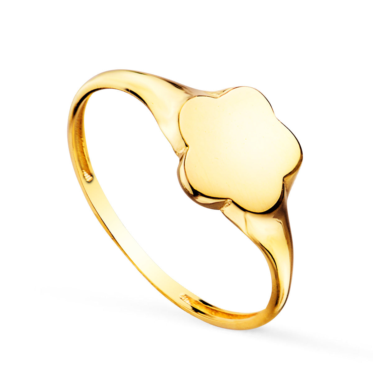 18K SELLO ORO AMARILLO MACIZO FORMA FLOR. ZONA GRABADO: 9 X 8 MM