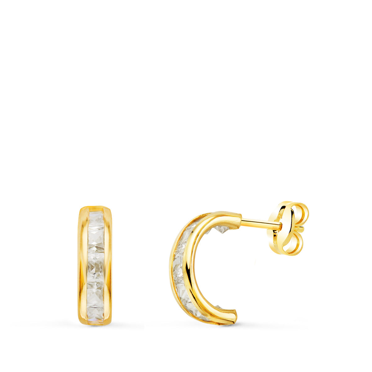 Pendientes y Circonita de oro amarillo 9K