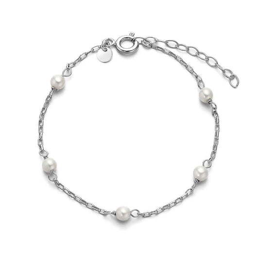 Pulsera de plata rodiada con perlas