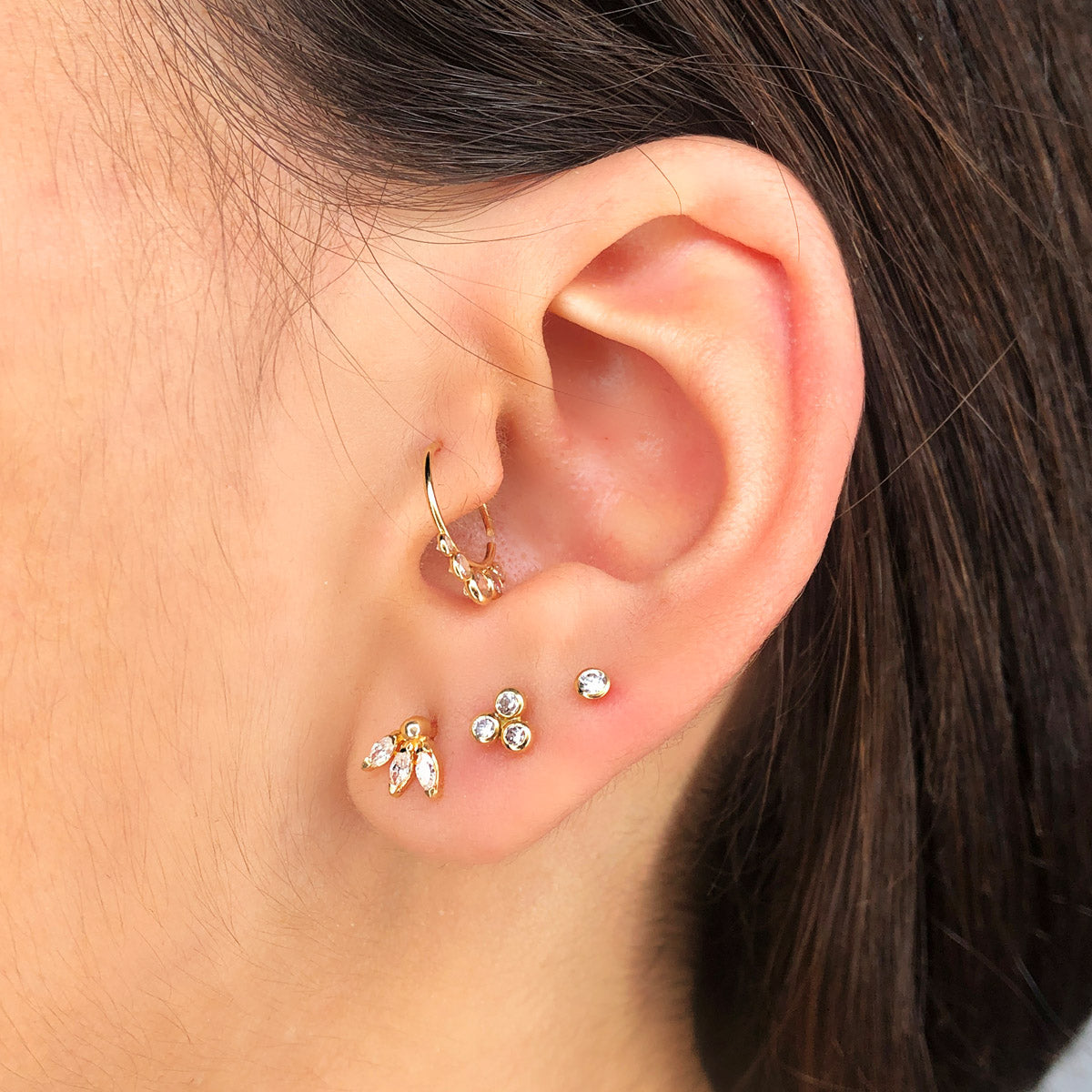 Piercing Oreja Triangulo con Circonita 5 x 3,5 mm ( Unidad ) de oro amarillo 18K