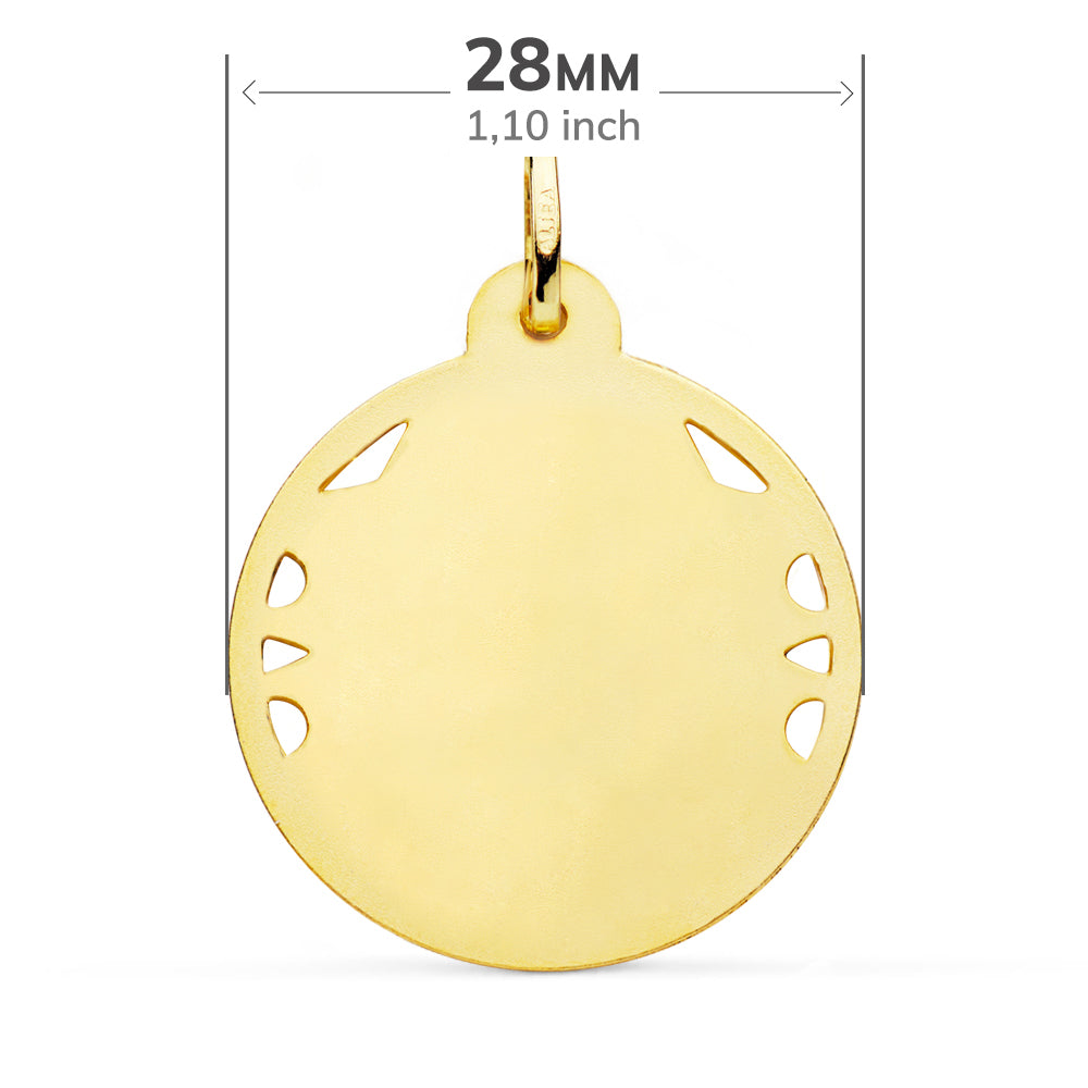Medalla Virgen del Carmen Calada Helice 28 mm de oro amarillo 18K