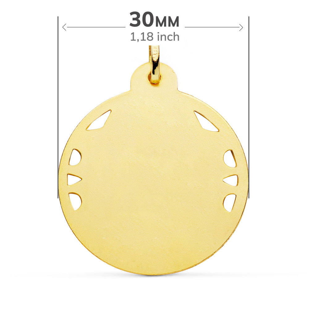 Medalla Virgen del Carmen Calada Helice 30 mm de oro amarillo 18K