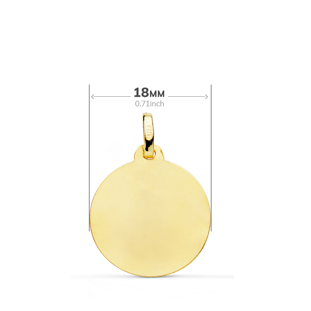 18K MEDALLA ORO AMARILLO MADONNA DE BOTICELLI MATIZADA LISA 18 MM