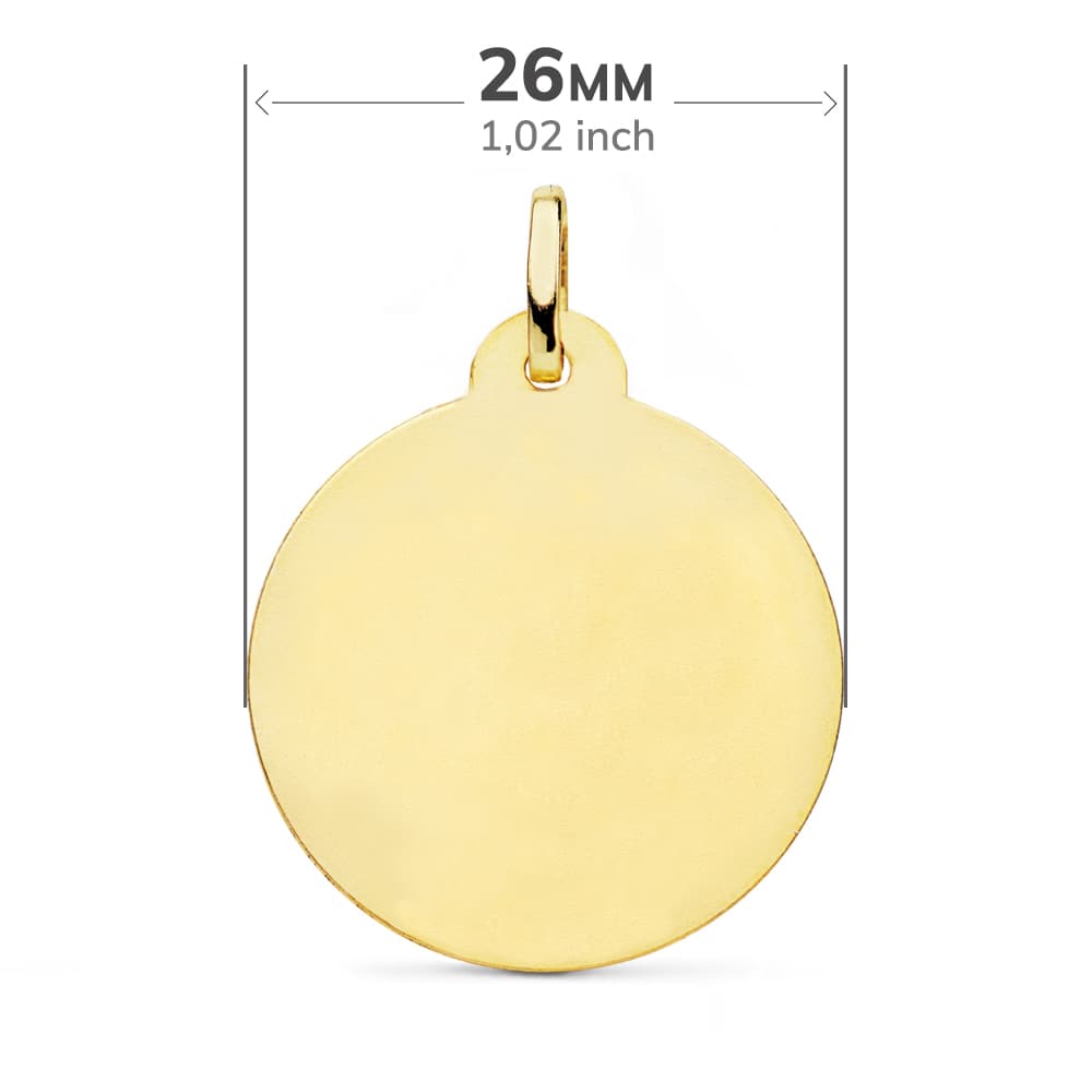 18K MEDALLA ORO AMARILLO VIRGEN DEL CARMEN TALLADA 26 MM